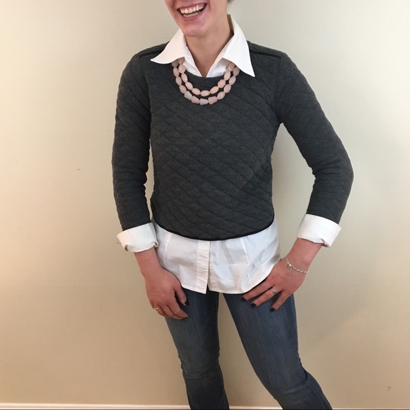 J. Crew Gray Quilted Top Size Small - Picture 2 of 8